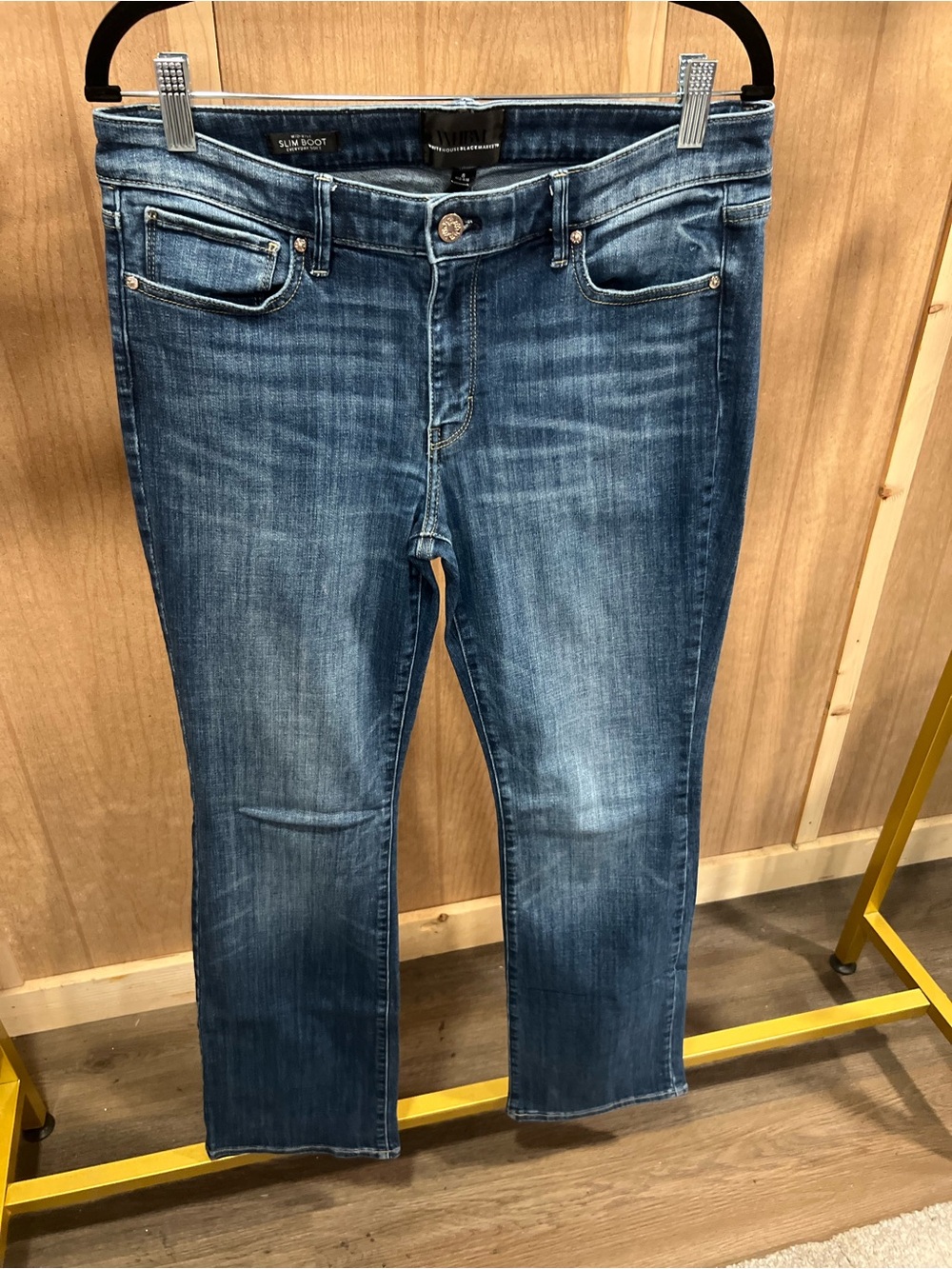 White House Black Market Medium Wash Slim Bootcut Cropped Jeans